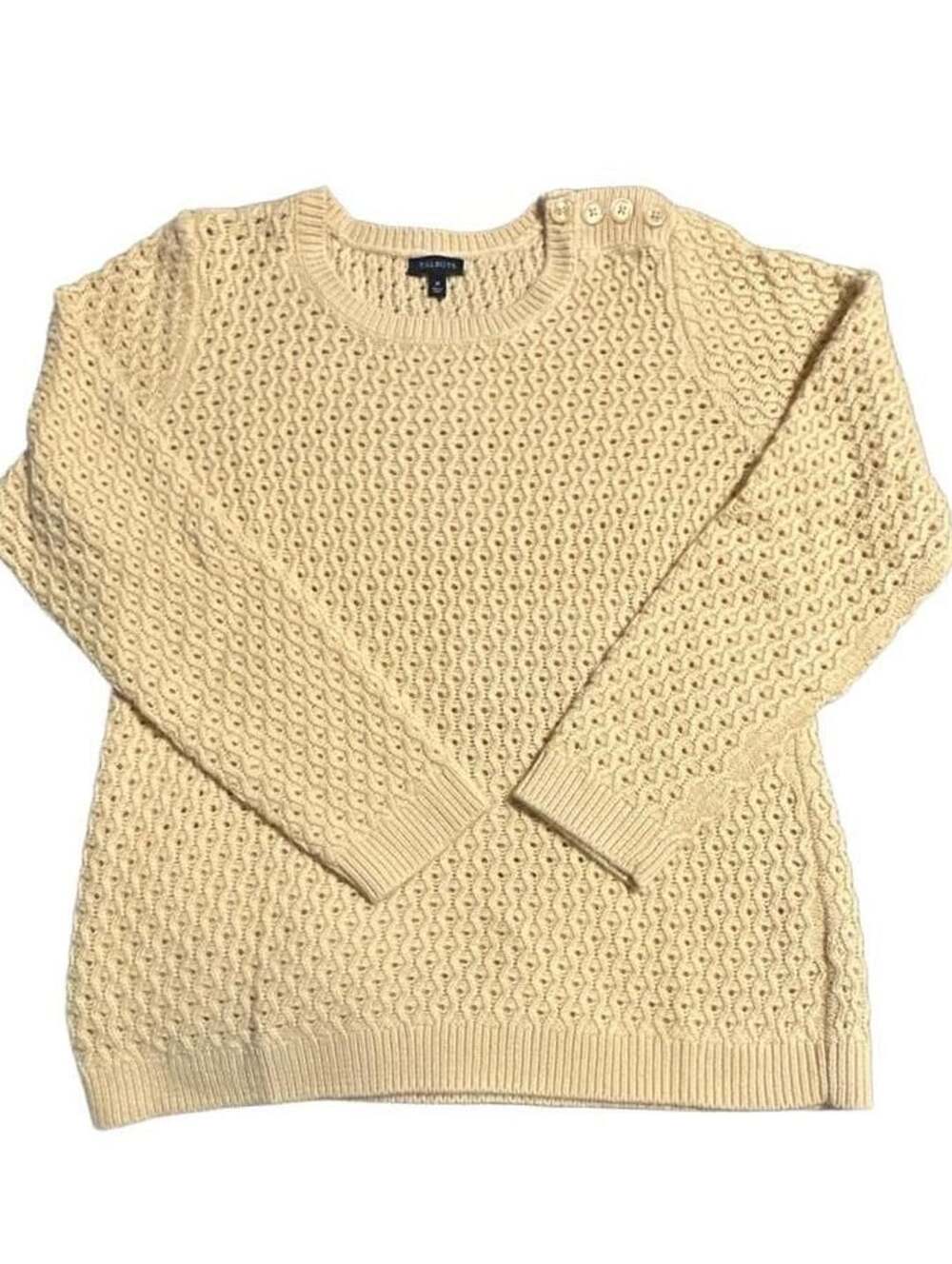 Talbots Super Soft Open Weave Sweater Size M Yellow Lambswool Blend